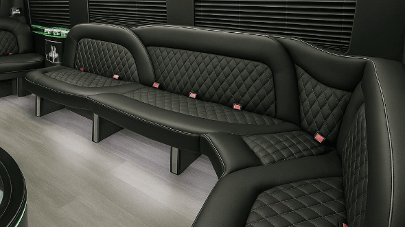 Interior of Charter Bus Company Mount Pleasant's 14 Passenger Sprinter Limousine in Mount Pleasant