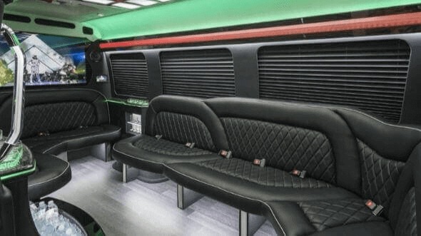 Interior of Charleston Party Bus Company's 15 Passenger Party Bus in Charleston