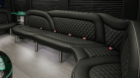 Interior of Charter Bus Company Greer's 18 Passenger Party Bus in Greer