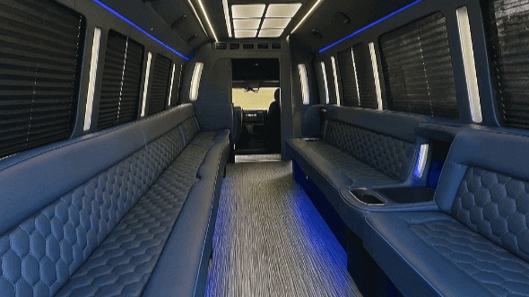 Interior of Charleston Party Bus Company's 20 Passenger Party Bus in Charleston