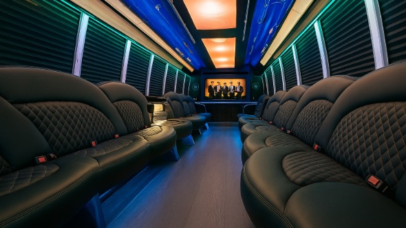 Interior of Charter Bus Company Rock Hill's 25 Passenger Party Bus in Rock Hill