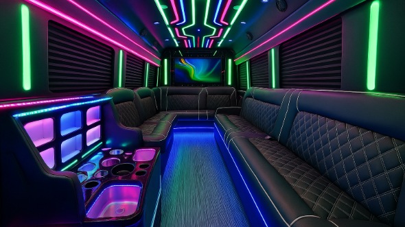 Interior of Charter Bus Company Greer's 28 Passenger Party Bus in Greer