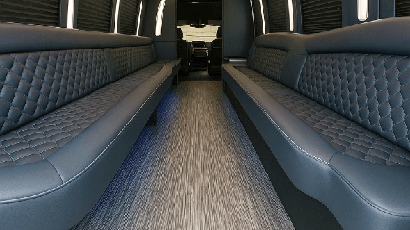 Interior of Charter Bus Company North Charleston's 30 Passenger Party Bus in North Charleston
