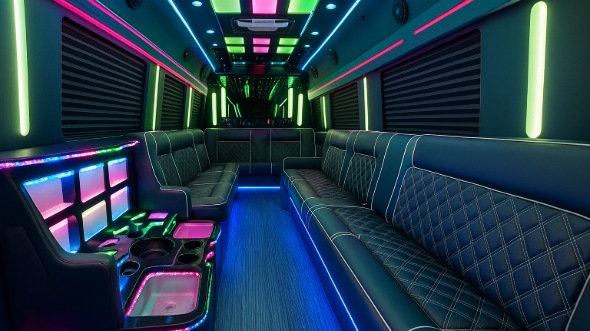 Interior of Charter Bus Company Rock Hill's 30 Passenger Party Bus in Rock Hill