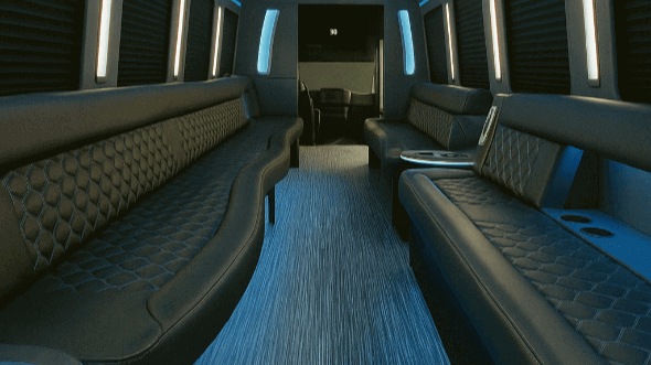 Interior of Charter Bus Company Goose Creek's 50 Passenger Party Bus in Goose Creek